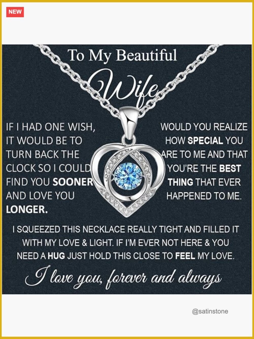 Wife Necklace From Husband Sterling Silver Cubic Zirconia Pendant Necklace in